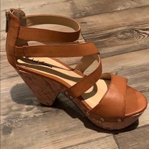 Camel brown strap heels